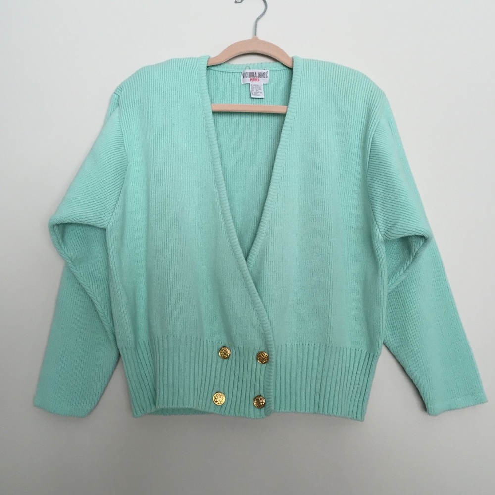 1980's Mint Green Cardigan Sweater
